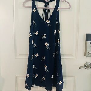 American Eagle Dress M | Navy Floral Mini Halter V-Neck